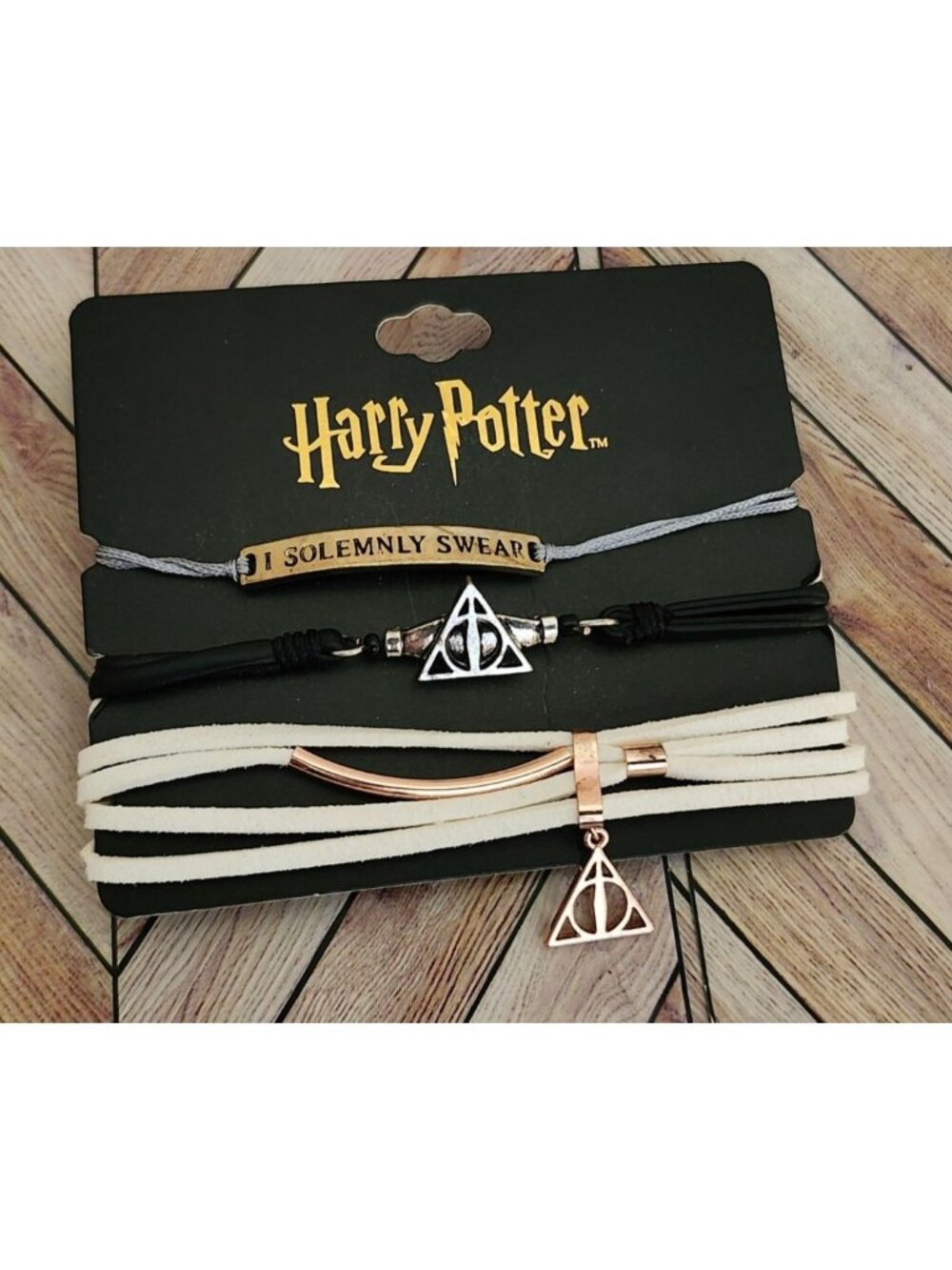 New Harry Potter Bioworld Charm 3 Bracelet Set I Solemnly Swear Deathly Hallows